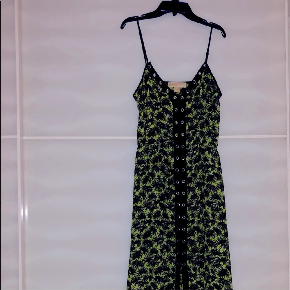 Michael Kors Black and Green Eyelet Top